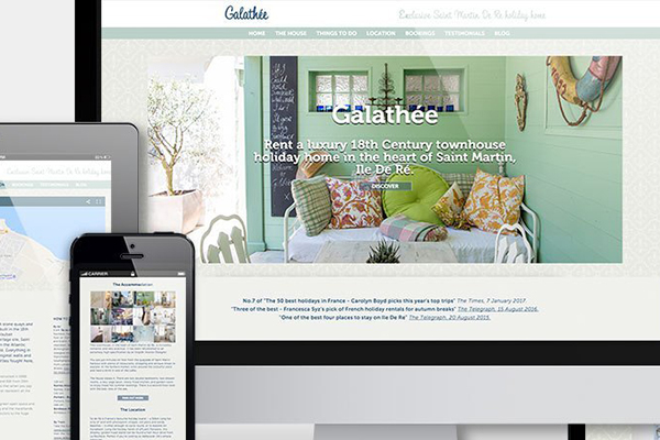 galathee france holiday accommodation website design